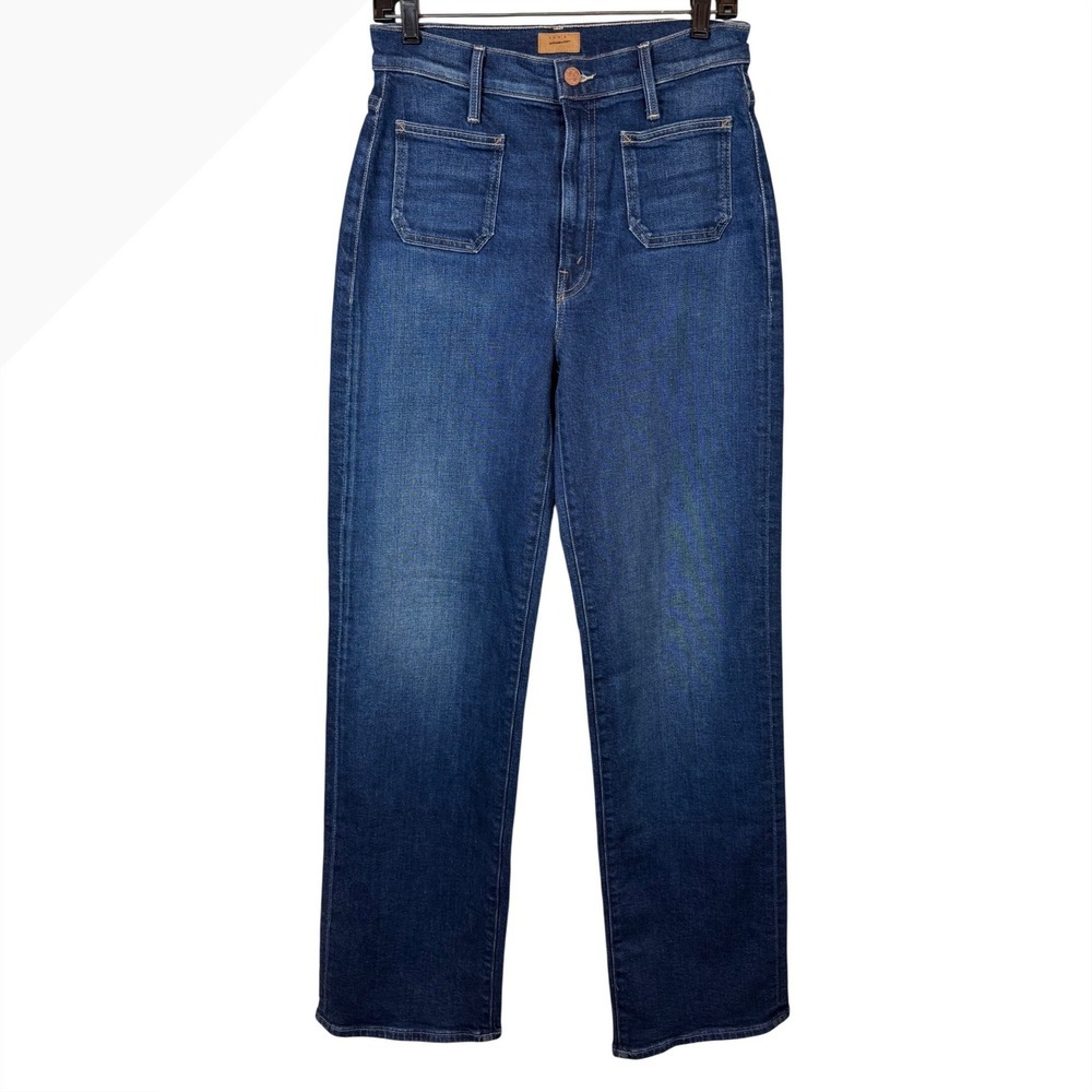 NWOT MOTHER Patch Pocket Rambler Zip Sneak Jeans High Rise, Retro Dark Wash, 28